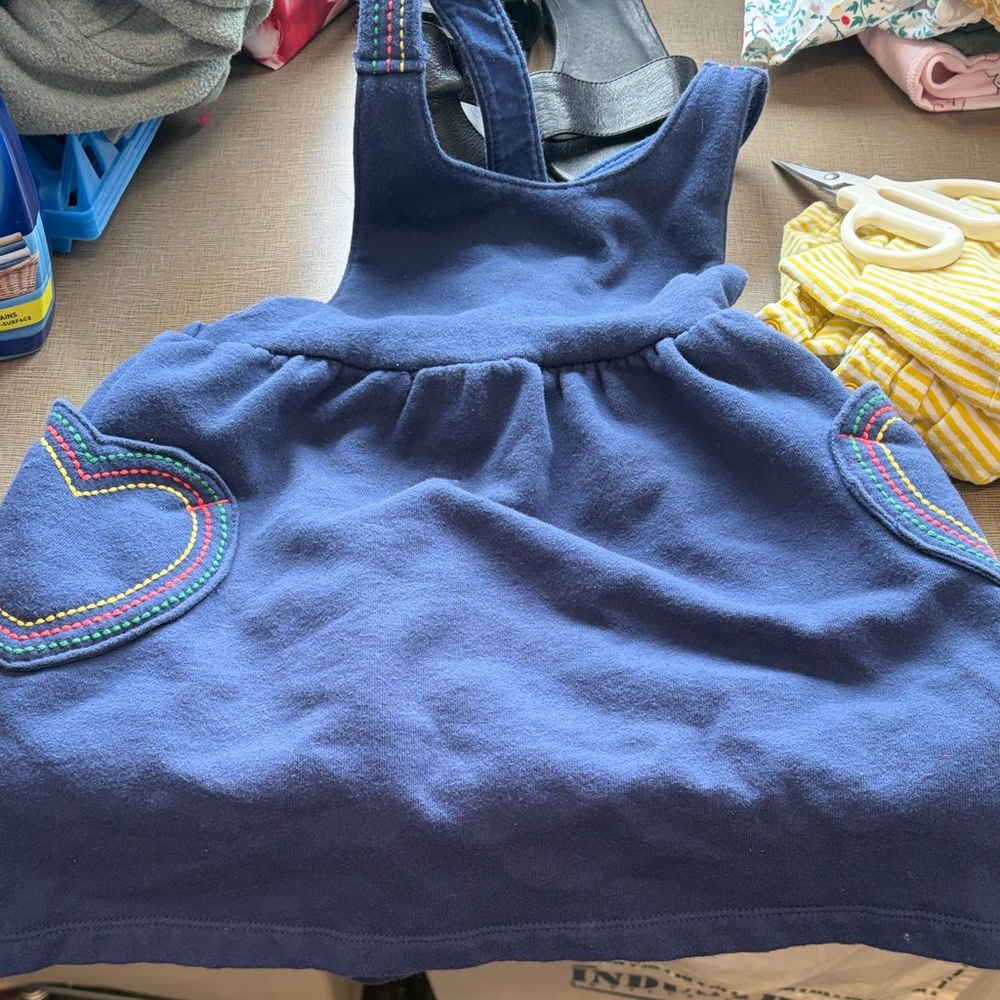 Mini Boden Blue Dress with Rainbow Accents